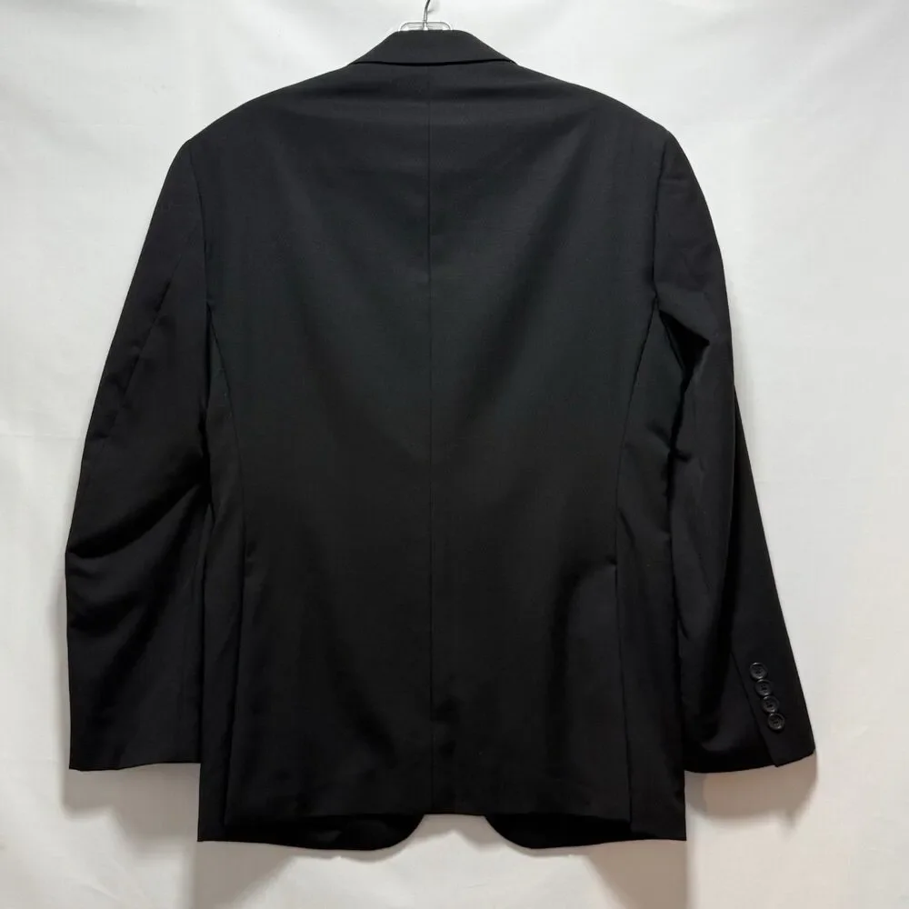 Pronto Uomo Platinum Men’s 100% Wool Black Suit 36 Short